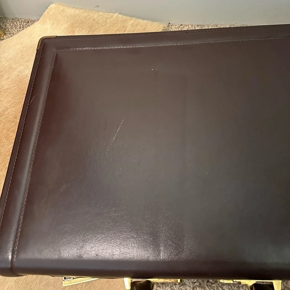Vintage Brown leather Presto briefcase chocolate brown leather w/ gold hardware